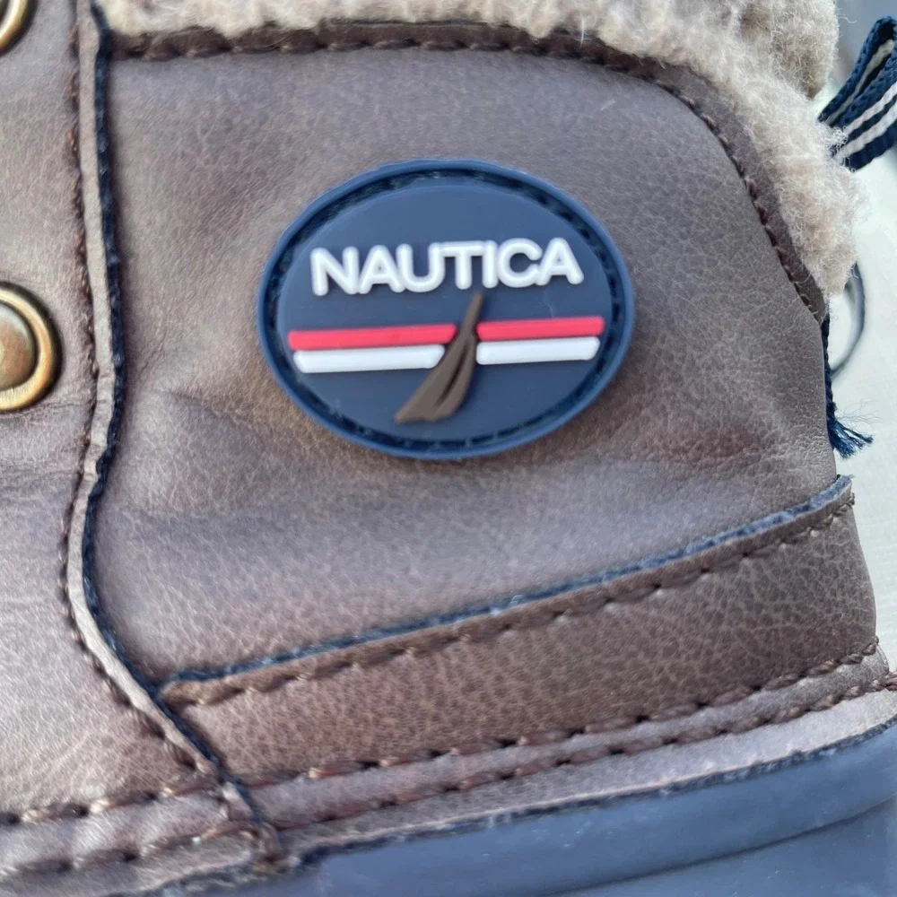 Nautica Yarmuk Toddler Size 9 Brown Faux Fur Lined Duck Boots Winter Snow Shoes